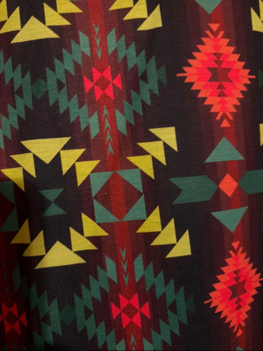 Aztec Print Raglan Sleeve Top - Teal/Navy - Picture 3 of 5